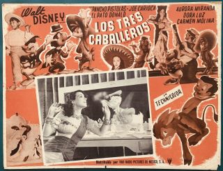 The Three Caballeros Aurora Miranda Mexican Lobby Card Walt Disney 1944