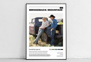 Brokeback Mountain Poster,  Ang Lee,  Minimalist Movie Poster,  Retro Vintage Art