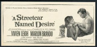 1952 Marlon Brando Vivien Leigh Photo A Streetcar Named Desire Movie Print Ad