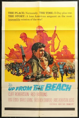 Up From The Beach Cliff Robertson 1965 One Sheet Movie Poster 27 X 41 1