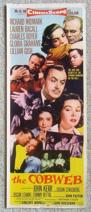 Cobweb 1955 Insrt Movie Poster Rld Lauren Bacall Richard Widmark Ex
