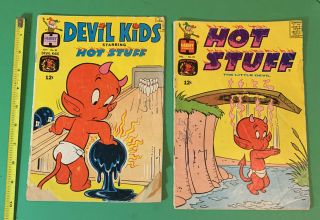 2 Vintage 1967 Hot Stuff Little Devil Comic Book Harvey Comics 1960s Low Grade