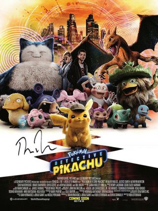 Ryan Reynolds Signed Photo Detective Pikachu Deadpool Pokemon Poster Autograph 2