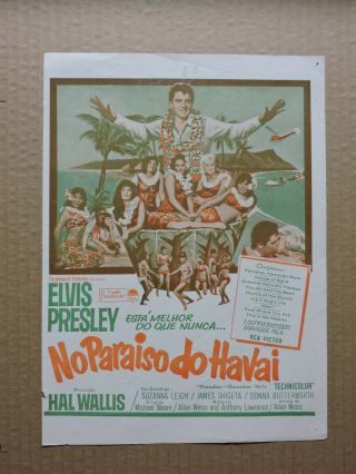 Elvis Presley Suzanna Leigh Brazilian Press Sheet 1966 Paradise Hawiian Style