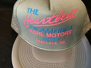 Vintage Chevrolet Heartbeat Of America Snapback Mesh Trucker Hat - Ogallala.  Ne