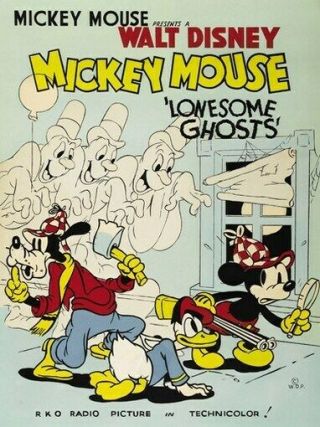 Mickey Mouse Lonesome Ghosts Movie Poster Rare Vintage - Print Image Photo - Pw0
