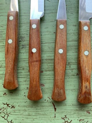 Vintage Set Wood Handle Stainless Silverware Forks / Knifes Mid Century Prestige 2