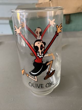 Vintage 1975 Kollect A Series Olive Oyl Drinking Glass Coca - Cola 6 " Tall,  Popeye