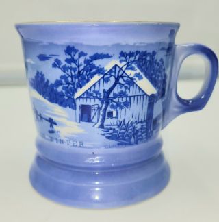 Vintage Currier & Ives " The Old Homestead In Winter " Shaving Mug/coffee Cup