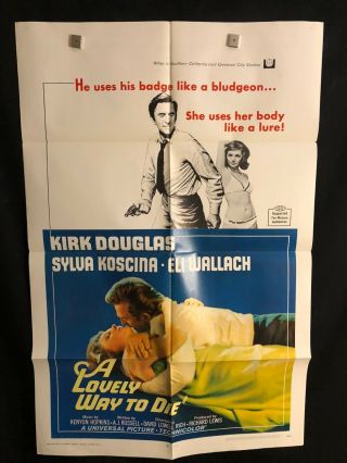 A Lovely Way To Die 1968 One Sheet Movie Poster Kirk Douglas Sylvia Koscina