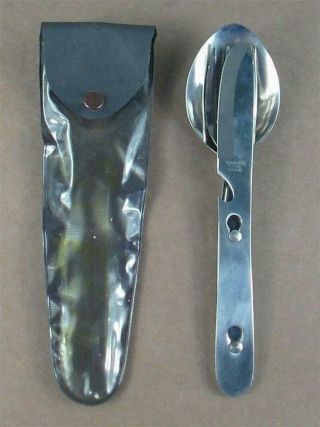 Vintage 3 Piece Stainless Steel Camping Utensil Set W Can Opener Japan Scouts ??