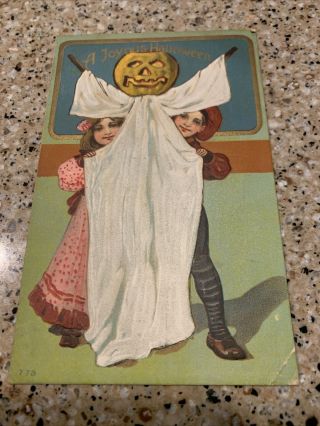 Vintage 1911 A Joyous Halloween - Postcard