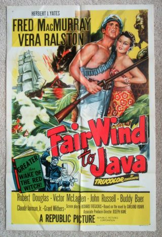 Fair Wind To Java 1953 1sht Movie Poster Fld Vera Ralston Ex