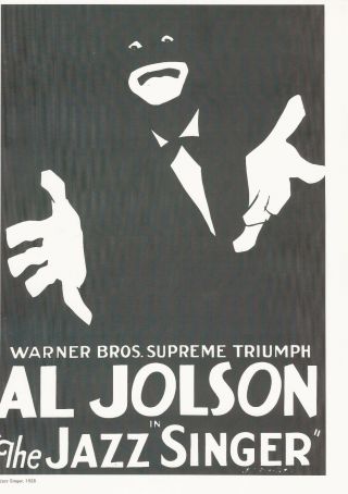 Al Jolson 11 X 17 High Gloss Poster The Jazz Singer 1928 1st Talkie