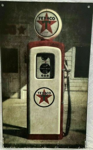 Tin Metal Vintage Texaco Gas Station Pump Sign 13 X 8