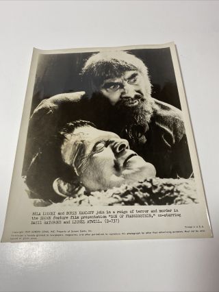Rare 1959 Screen Gems Photo Son Of Frankenstein Bela Lugosi Boris Karloff 8x10