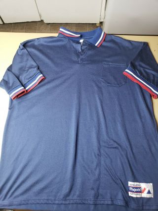 Vtg Majestic Patch Mlb Polo Shirt Sz 2xl Baseball Coach Uniform
