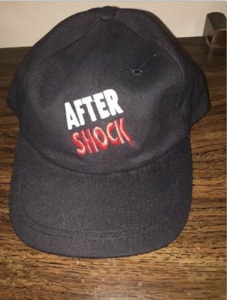 Vtg After Shock Baseball Hat Cap Adjustable Black Embroidered Aftershock 1990 