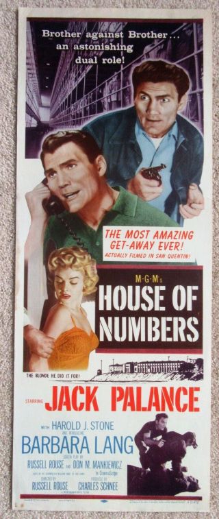 House Of Numbers 1957 Insrt Movie Poster Rld Jack Palance Ex