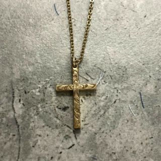 Vintage 12k Gold Filled Cross Pendant Necklace With Chain