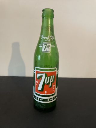 Vintage 7 Up Green Glass Soda Bottle 12 Oz Fresh Up