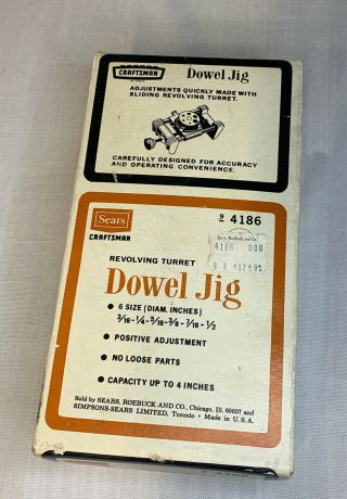 Vintage " Sears Craftsman Usa 9 - 4186 " Doweling Jig Box