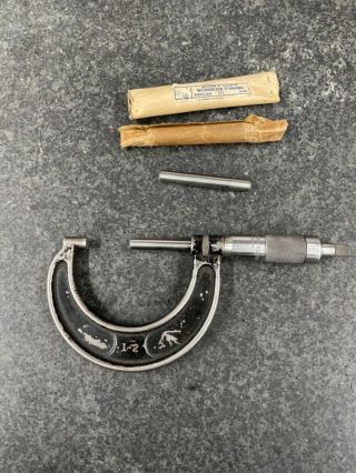 Vintage Brown & Sharpe Micrometer 1 " - 2 " With 2 " Micrometer Standard