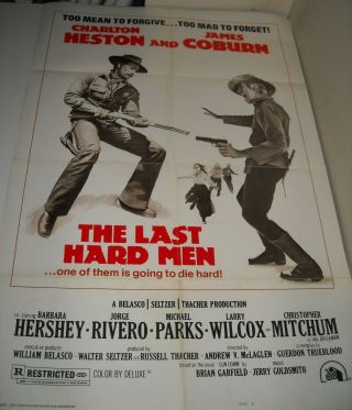 1976 The Last Hard Men 1 Sheet Movie Poster Charlton Heston James Coburn Western