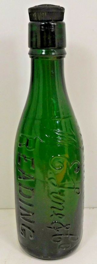 Vintage Green Glass Mineral Water Bottle - W.  E.  Lune & Co.  Reading
