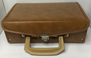 Vintage Retro Cassette Tape Holder Carry Case Brown Faux Leather Briefcase