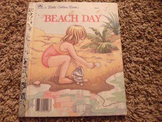 1988 Vintage Little Golden Book Beach Day Little Girl At The Beach 208 - 57