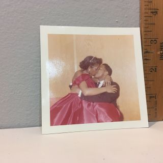 Vintage Photo African American Couple Kissing Red Formal 1958