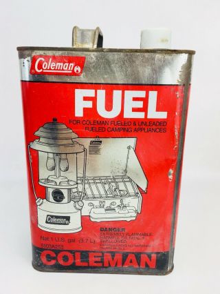 Vintage Coleman Fuel 1 Gallon Advertising Camping Outdoors Empty Can Camp Stove