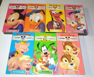7 Vintage Walt Disney Cartoon Classics Video Vhs Tapes Goofy Mickey Donald Rare