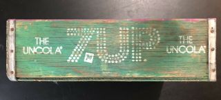 Vintage Wood Green 7 - Up Bottle Crate The Uncola 12 Sections