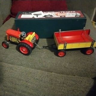 Vintage Schylling Tractor And Trailer W/key