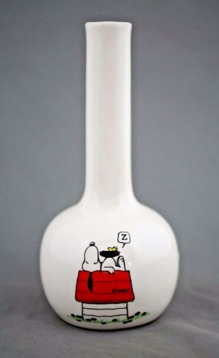 Vintage Peanuts Snoopy Woodstock Bud Vase " This Has Been A Good Day " Made Japan