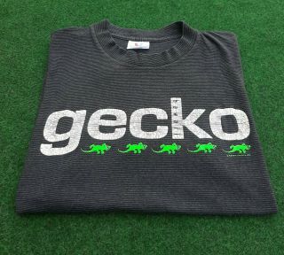 Vtg Gecko Hawaii Large Shirt All Over Print Surf Surfer Beach 90 