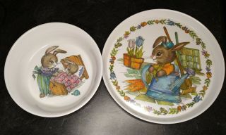 Oneida Deluxe Vintage Child’s Peter Rabbit Melamine Bowl And Plate