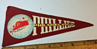 Vtg.  Philadelphia Phillies Felt Pennant 3 1/2  X8 " Rare Mlb Baseball Souvenir