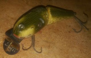 Creek Chub Jointed Pikie 3 - 1/2 " Wood Body Glass Eyes Fishing Lure