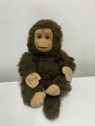 Hosung Brown Monkey Chimp Plush 10 " Hard Face Hands Cling 1994 Vintage Stuffed