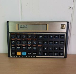 Vintage Hewlett Packard Hp - 12c Financial Scientific Calculator Gold Bezel