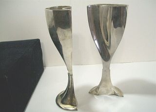 Goblets Vintage Silver Plated,  Couples Flutes,  Bride And Groom,
