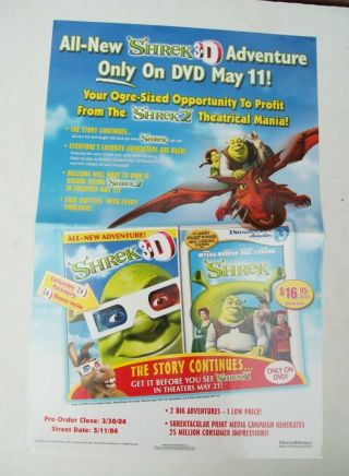 2004 Shrek 3d Dvd Promo Trade Print Ad Poster Dreamworks Marketing