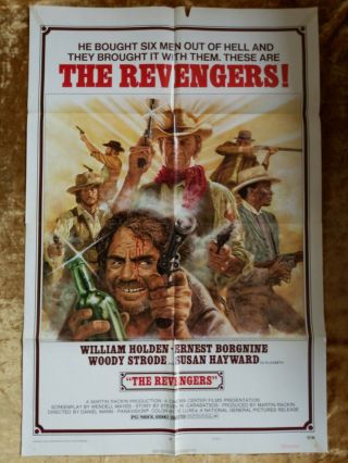 The Revengers 1972 Folded One Sheet Movie Poster 27x41 Western,  William Holden
