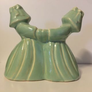 Vintage McCoy Pottery Planter Two Dutch Girls Dancing Jadeite Green 207A 3