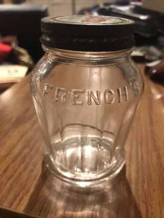Vintage French’s Mustard Glass Jar With Metal Lid It’s French’s Feb 23 - 15 Patent
