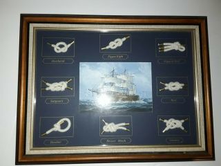 Vtg Sailor Knots Framed Shadow Box Nautical Marine Boating Wall Art
