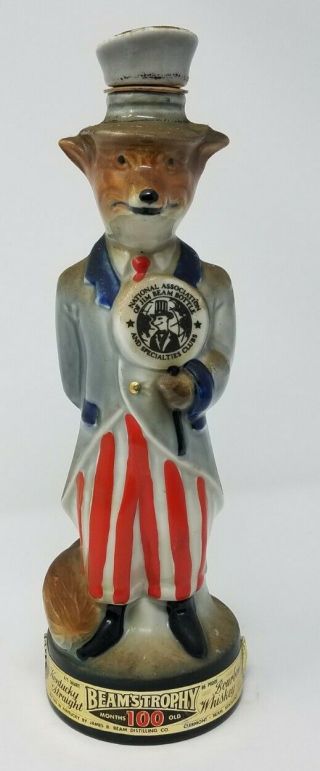 Vintage Jim Beam Decanter Uncle Sam Fox Bottle Specialties Club 1971